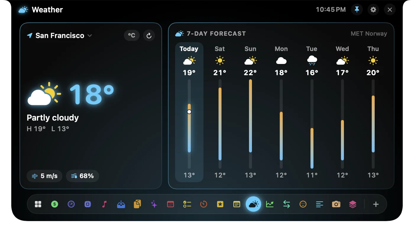 Weather panel in the notch